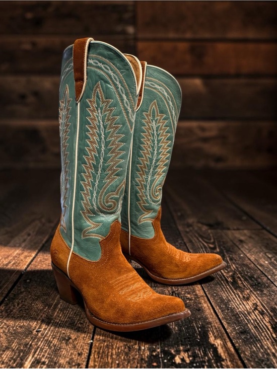 Ariat Shoes - ARIAT WOMEN'S AMBROSE TALL PENNY SUEDE WESTERN BOOTS FESTIVAL 8.5